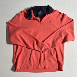 Vineyard Vines Navy and Coral Pullover
